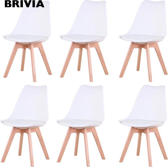 Brivia Moderne Stoelen - Eetkamer stoelen - Kuipstoel - Moderne Stijl - Comfortabele Zitting - Ergonomisch - Set Van 6 - Wit