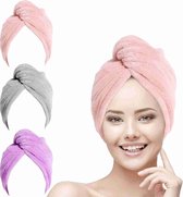 4X Haarhanddoek - Ultra sneldrogende Hoofdhanddoek - Haartulband voor nat haar - Roze