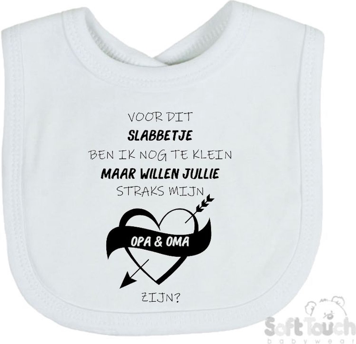 Goedkoopste Soft Touch Slabber Slabbetje Slab Zwangerschap Aankondiging 2.0 Voor dit slabbetje ben ik nog te klein maar willen jullie straks mijn opa & oma zijn Unisex Katoen Wit/zwart Maat 33x22 Cm