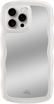 xoxo Wildhearts Wavy mirror case Transparant telefoonhoesje - Geschikt voor iPhone 15 Pro - Golvend spiegelhoesje - Wolken hoesje - Schokbestendig - Cloud case - Silicone case met spiegel - Transparant