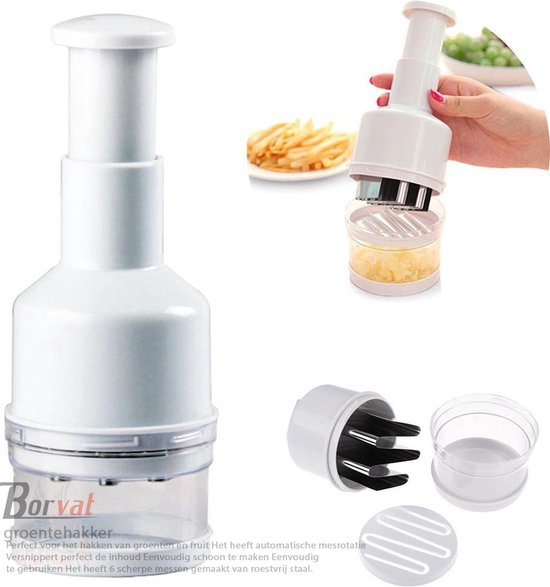 Borvat® Multihakker - Hakmolen handmatig - groentehakker - wit- voor ui-knoflook-groenten - kerst cadeau tip van Borvat — afbeelding 2