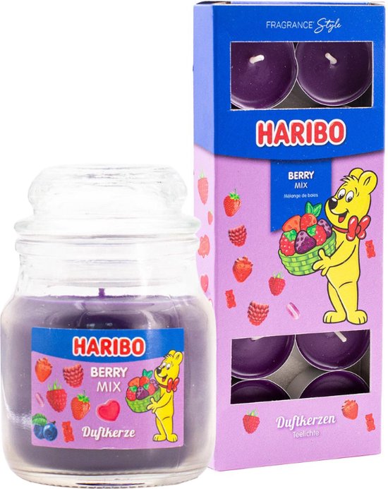 Haribo kaarsen Berrymix set 2 - 1x klein 1x theelicht