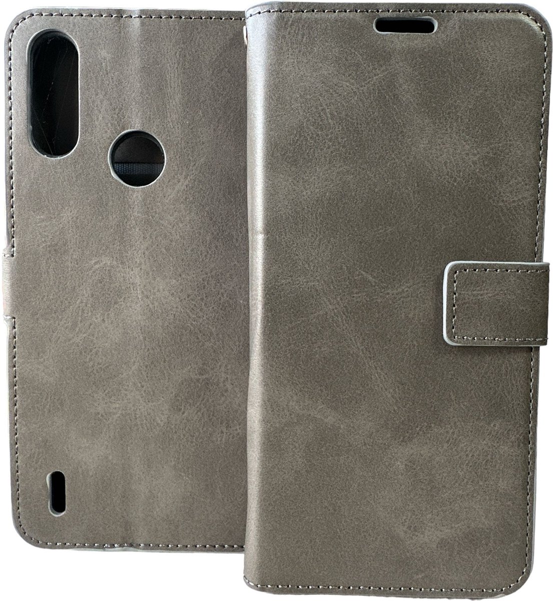 Bookcase Geschikt voor: Motorola Moto E7i Power Grijs - portemonnee hoesje - ZT Accessoires