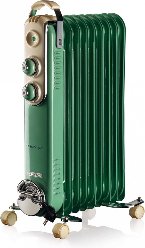 Ariete 0838/14 Vintage olieradiator - 2000 Watt - tot 24m2 - 3 standen - 360 ° wieltjes - mint groen
