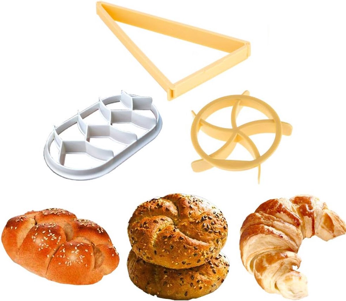 Kaiser Broodrol, Duitse Stijl Broodrol, Croissant Cutter, 3 STKS Deeg Press Mold Set, Brood Druk Stempel voor Bakken