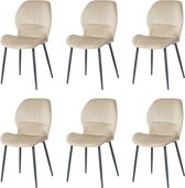 Chaises de salle à manger en velours Nuvolix ensemble de 6 - Texas - chaise de salle à manger - chaise en velours - beige