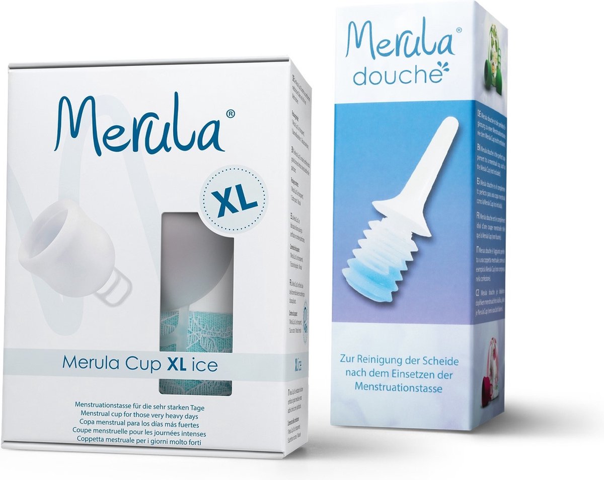 Merula XL Menstruatiecup - Douche - Ice - Hygiënisch - XL Formaat - Handige Vaginale Douche