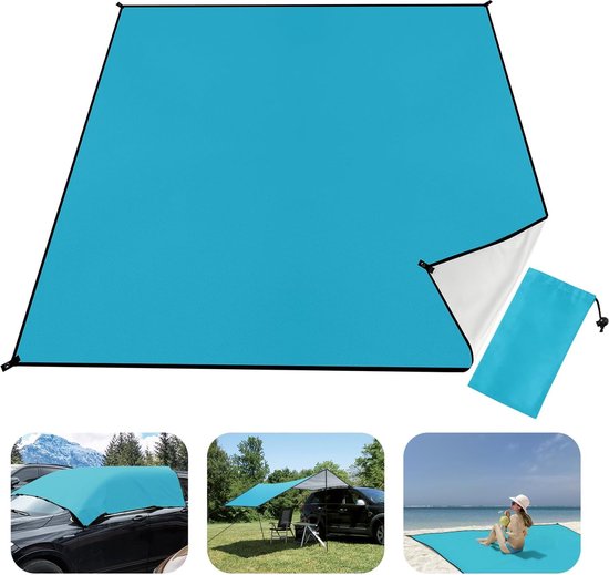 COVACURE Picknickkleed & Strandmat - Waterdicht & Zandbestendig - 210x200 Cm - Lichtgewicht (0,38 Kg) - Incl. Opbergtas & Haringen - Voor Strand, Kamperen & Picknick