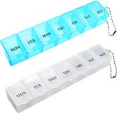 2-delige draagbare pillendoos - 7 dagen tablet-organizer voor medicatie, supplementen en vitamines