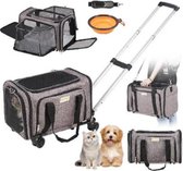 JKN Shop - Hondenrugzak - Katten rugzak - Hondentrolley met 4 wielen - Reistas huisdieren - 45x28x29cm - Grijs