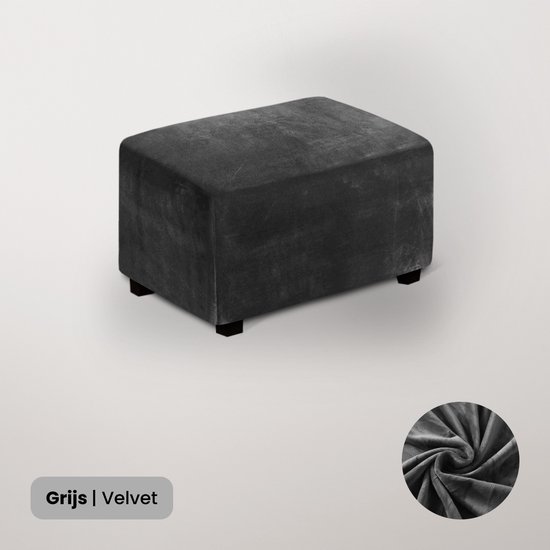 BankhoesDiscounter Housse de Repose-Pieds en Velours – Pouf Repose-Pieds – Taille L – Grijs – Housse de Pouf – Canapé d'angle avec Repose-Pieds – Housse pour Pouf
