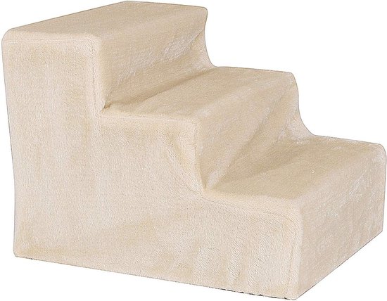 NAMSAN Hondentrap, kattentrap, 4 treden, eenvoudige montage, huisdiertrap met wasbaar, pluche overtrek, huisdierladder voor bank/bed, 53 x 39 x 40 cm
