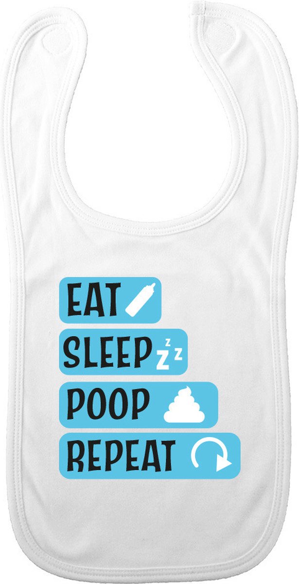 Goedkoopste Bellatio Decorations Baby slabbetje - blauw - eat, sleep, poop, repeat - kraam cadeau- slab/morsdoek