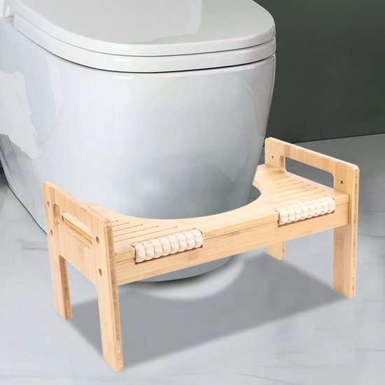 Gran Vida® - Toilet Voetenbank van Bamboe - Inclusief Voetmassagefunctie - Verstelbaar en Ecovriendelijk