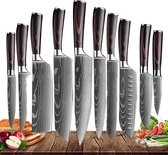 Set de Couteaux de cuisine japonais - Ensemble de couteaux - Ensemble de couteaux de cuisine - Couteau de chef japonais - Motif laser - tranchant de viande/vert - 10 pièces -