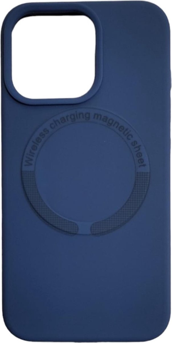 Premium Liquid Case Geschikt voor Apple iPhone 14 Pro met Camera Shield Geschikt voor MagSafe - FuturiQ - Donkerblauw