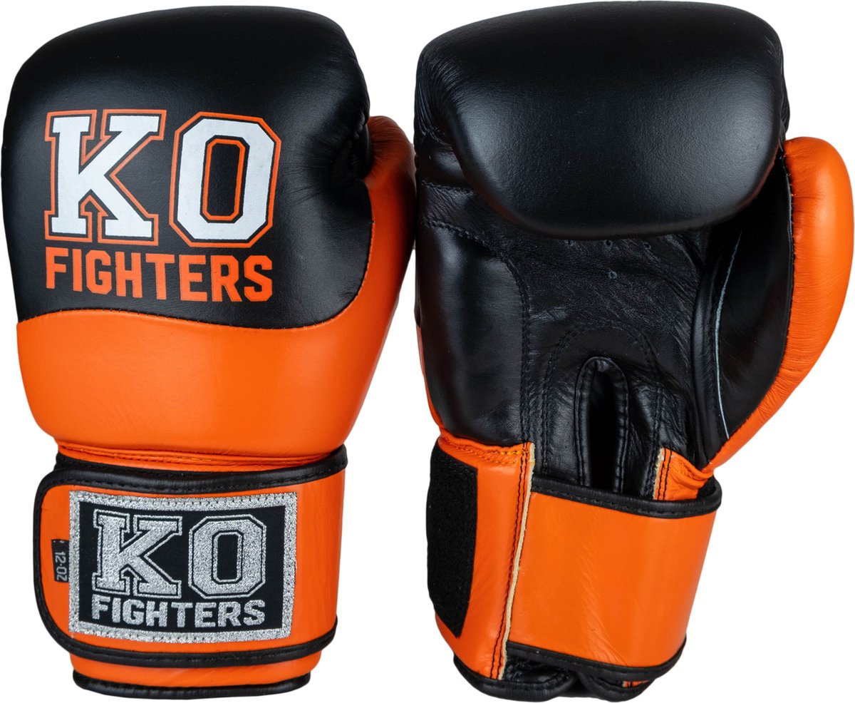 KO Fighters - (Kick) Bokshandschoenen - Leer - Oranje - 10oz