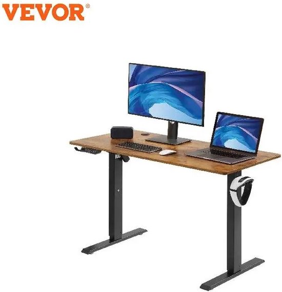 PrimePicks® - Zit Sta Bureau Electrische - Multifunctioneel Standing Desk - Hoogte Verstelbaar - 1.4x0.7x1.1 m - Bruin - 3 Geheugenknoppen - Dual Protection-Functie