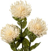 Bastix - Set van 3 kunstnaaldkussens, bloemen, chrysanten, decoratie, kunstspinnen, decoratie voor herfstdecoratie, woondecoratie, bruiloft, tuinfeest, bloemenstuk, wit