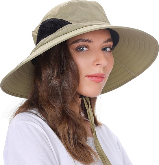 Yolev Unisex Booniehoed in effen kleuren met UV-bescherming, opvouwbare zomerhoeden voor outdoorsporten, Beige, One size