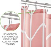 douchegordijn met visgraatpatroon – leuk badkamer gordijn voor bad of douchecabine – decoratieve badkamer accessoire met 12 versterkte gaten – roze