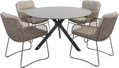 Aprilla Locarno dining tuinset 130 cm rond 5 delig Pure HPL 4 Seasons Outdoor