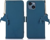 iPhone 15 - Leather - Book case - Cityhoesje.nl Blauw