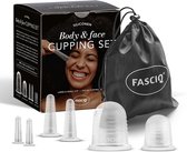 FASCIQ Body & Face Cupping Set compleet, 6 stuks - complete siliconen cupping set voor Gezicht en Lichaam - huidverbetering – bindweefselmassage
