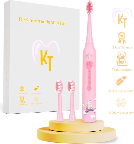 DeKindertandenborstel, Elektrische tandenborstel kind - Unicorn - Laat uw kind sonisch poetsen ervaren 2+