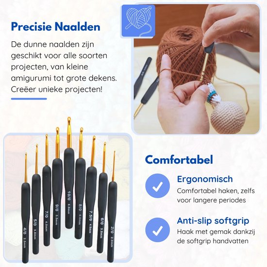 Kit Crochet 3 Pièces - Tailles 4mm, 5.5mm, 7mm, Avec Poignées Souples Ergonomiques, Idéal Pour Débutants Et Projets Variés