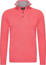 Heren trui Cashmere touch - Schipperstrui met rits - Coltrui Heren - Longsleeve Shirt - Sweater Heren - Maat S - Roze