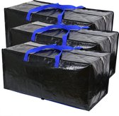 3-pack extra grote waterdichte opbergtassen voor zwaar gebruik met rugzakriemen en handgrepen, verhuizen, reizen, reizen, opslag voor kerstversiering, 80×40×35cm, zwart