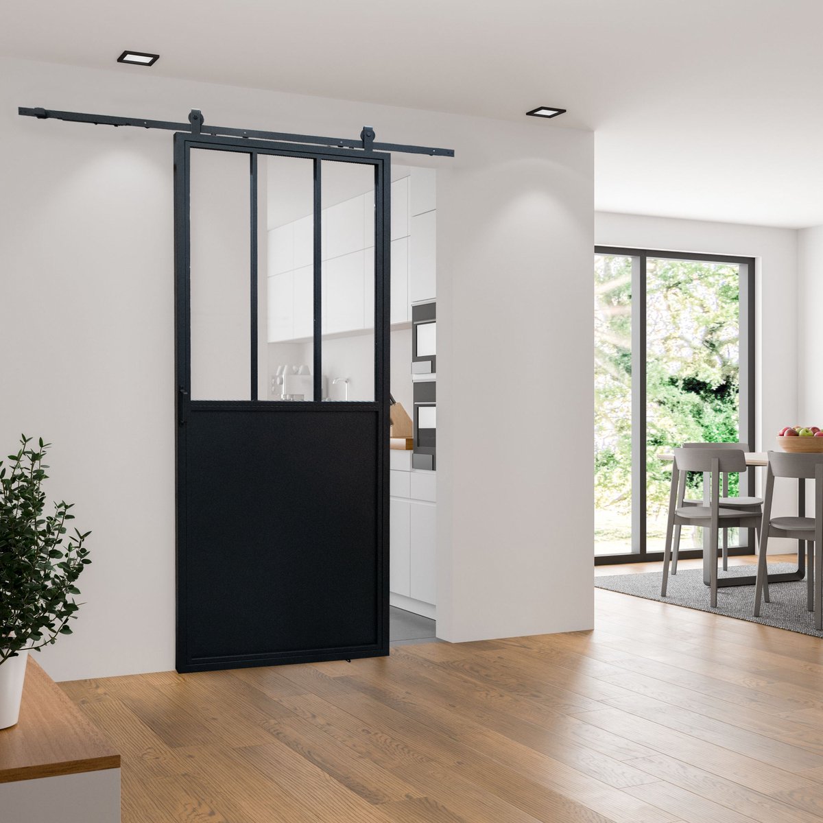Schulte complete glazen schuifdeur - 90x215 - helder - decor industrieel - veiligheidsglas
