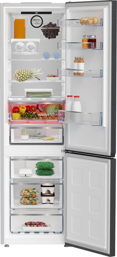Beko B7RCNA407ZXBRW vrijstaande koel-vriescombinatie 203,5 cm donker RVS HarvestFresh 31 dB