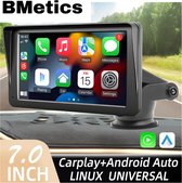 BMetics Autoradio Universeel - Apple Carplay & Android Auto (Draadloos) - 7 Inch HD Touchscreen - USB - Bluetooth - Achteruitrijcamera