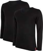 Undiemeister - T-shirt - T-shirt heren - Slim fit - Longsleeve - Gemaakt van Mellowood - V-Hals - Volcano Ash (zwart) - 2-pack - XXL