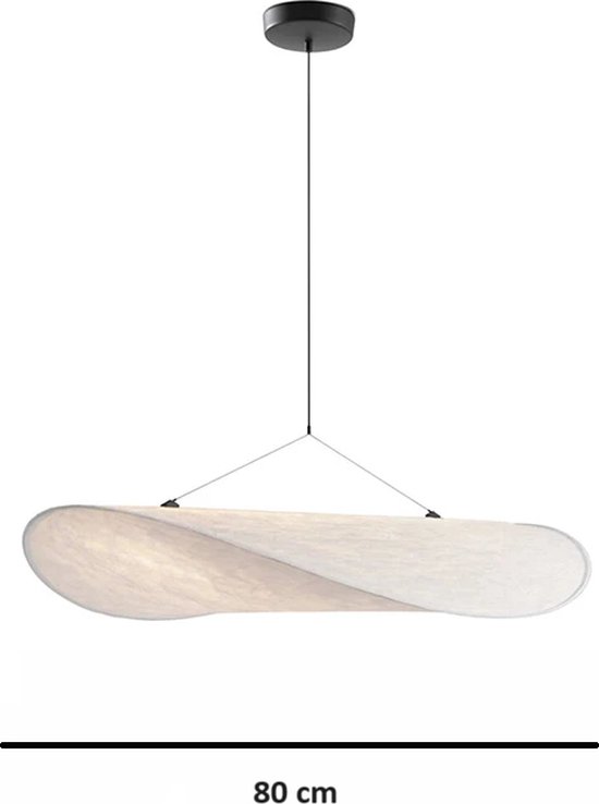 YMA® Lampe suspendue Design LED - 80 cm de large - Cordon réglable jusqu'à 200 cm - Decor Home - Tissu en soie