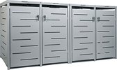 STILISTA Containerombouw - Kliko Ombouw - 4-deurs - Voor 4 afvalcontainers - Max. 240 Liter - 265 x 80 x 116 cm - Zilver