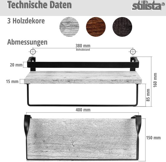 STILISTA Wandplanken - Zwevende Planken - Set van 2 - Wit