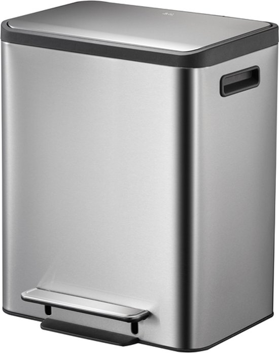 EKO - EcoCasa Recycler pedaalemmer 15+15 liter - Stainless steel Plastic - mat RVS - Prullenbak