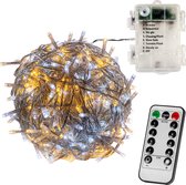 VOLTRONIC LED Verlichting - 50 LEDs - Met Afstandsbediening - Op Batterij - Kerstverlichting - Tuinverlichting - Binnen en Buiten - 50 m - Transparante Kabel - Warm en Koud Wit