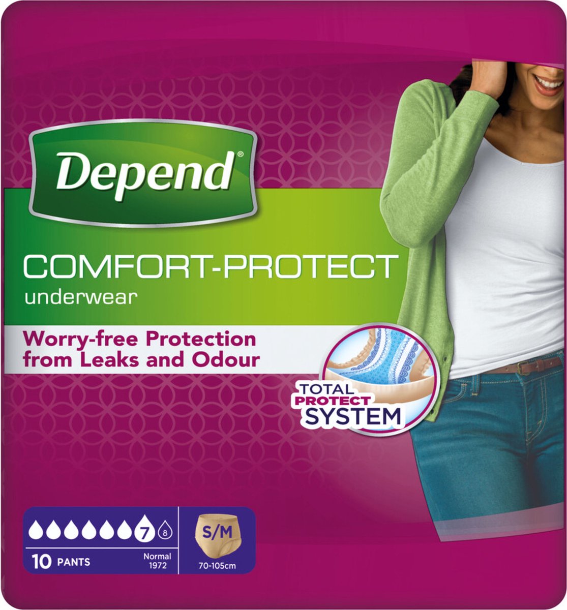 Goedkoopste Depend broekjes - Incontinentie - Vrouwen - Normal - maat S/M - 10 stuks