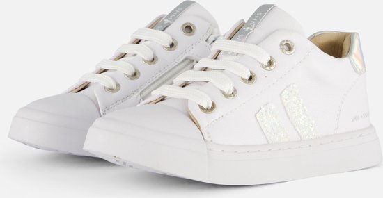 Veterschoenen | Meisjes | white silver | Leer | Shoesme | Maat 28 - Shoesme