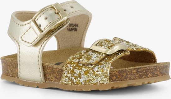 Groot leren meisjes sandalen met glitter goud - Maat 22