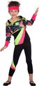Wilbers & Wilbers - Jaren 80 & 90 Kostuum - Spetterend Neon 80s Aerobics - Meisje - Zwart - Maat 140 - Carnavalskleding - Verkleedkleding