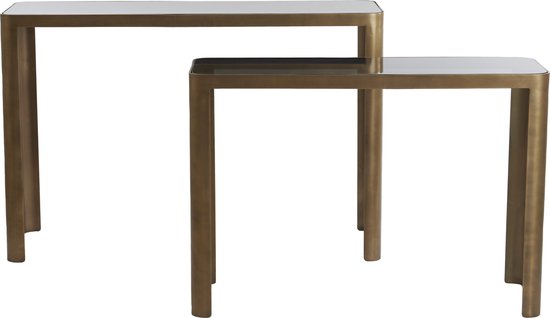Light&living Side table S/2 100x30x70+120x35x80 cm OXE ant. br+smoke gl.