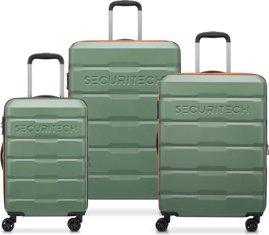 Securitech By Delsey Paris - Kofferset Citadel - 3 delig - Handbagage 37L + ruimbagage 77L en 108L – Groen