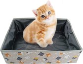 Opvouwbare kattenbak voor op reis, draagbare kattenbak, XL voor katten, waterdicht, , gemakkelijk te reinigen voor reizen, auto, binnen, buiten, camping in de open lucht, 47 x 36 x 13 cm (katjes)