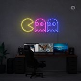 Led Neonbord - Led Neonverlichting - Pac Man - Geel-Roze-Blauw - 75cm * 33cm