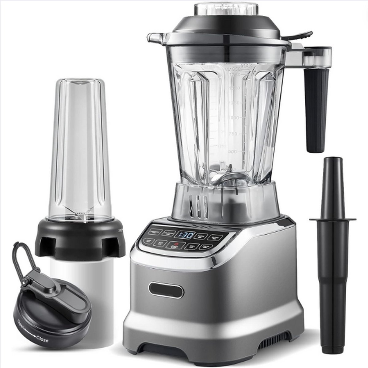 GUTEC Soepmaker 2 Liter Blender Met 2 Mengmethoden Multifunctionele Smoothie Blender Krachtige 2000W Mixer Grijs